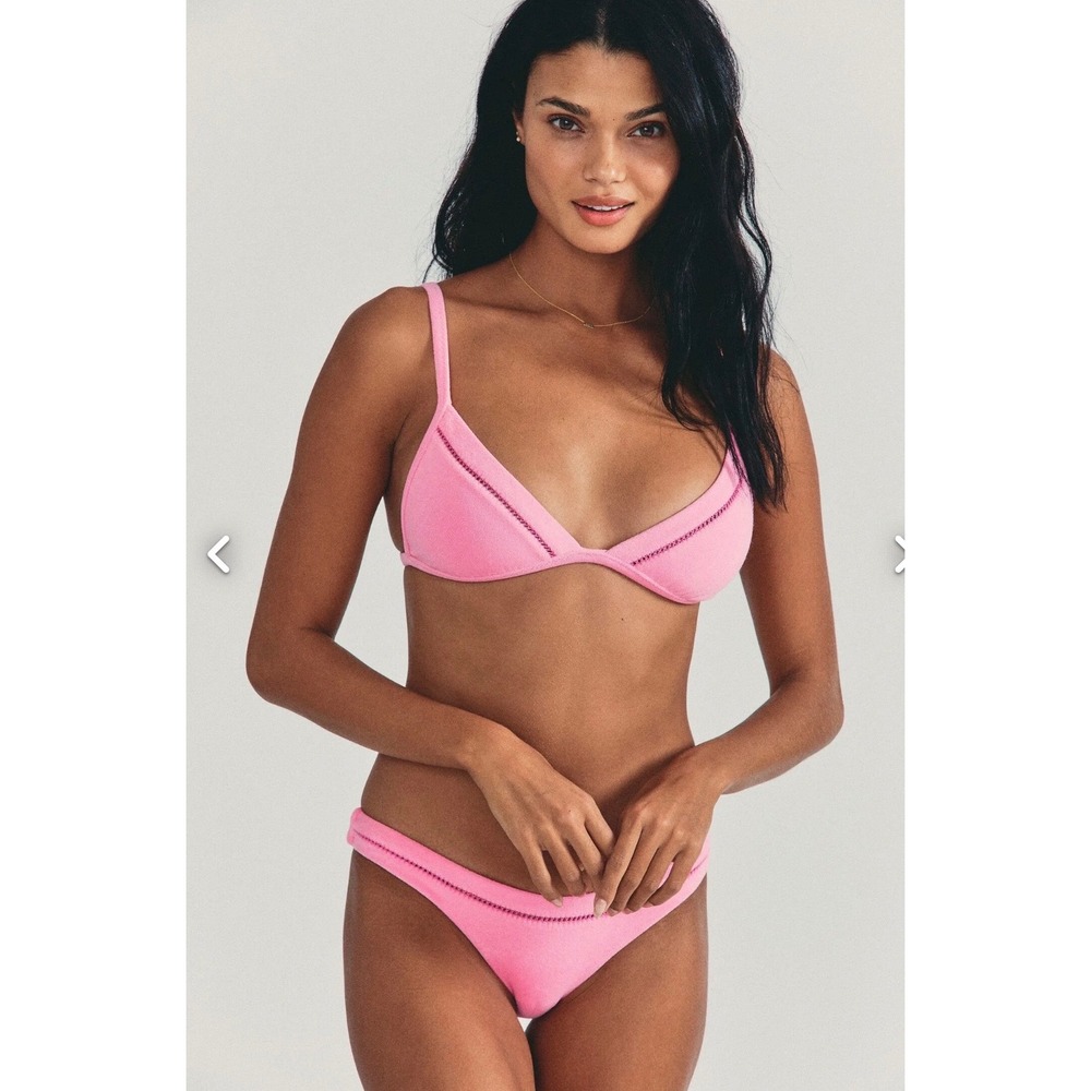 LoveShackFancy Hurley Bikini Set XL Pink New Reversible Floral Terry Cloth Surf